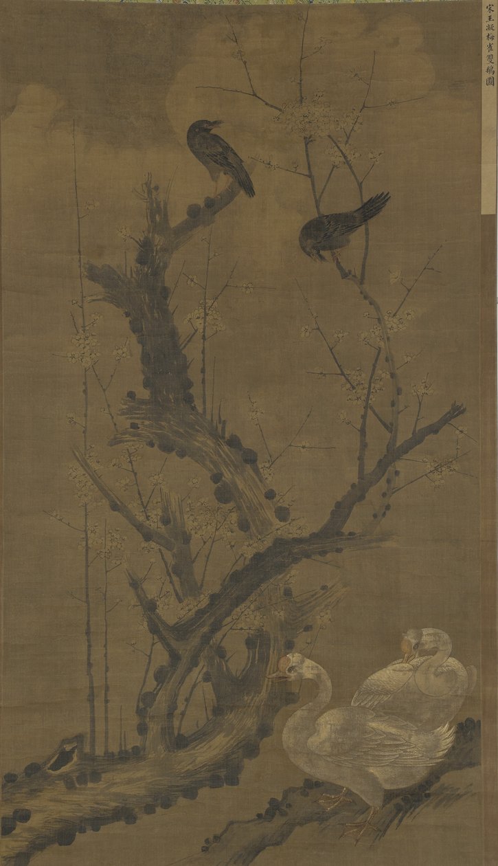 Mynahs, husy a kvetoucí švestka od Ming Dynasty Chinese School