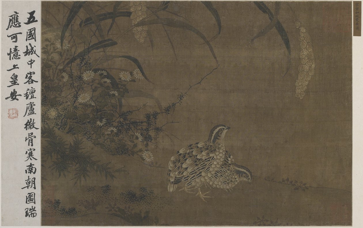 Křepelka a proso od Ming Dynasty Chinese School