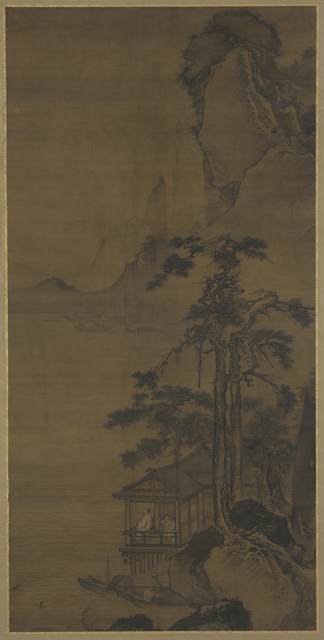 Pohled na úplněk z vodního pavilonu, konec 15. a začátek 16. století od Ming Dynasty Chinese School