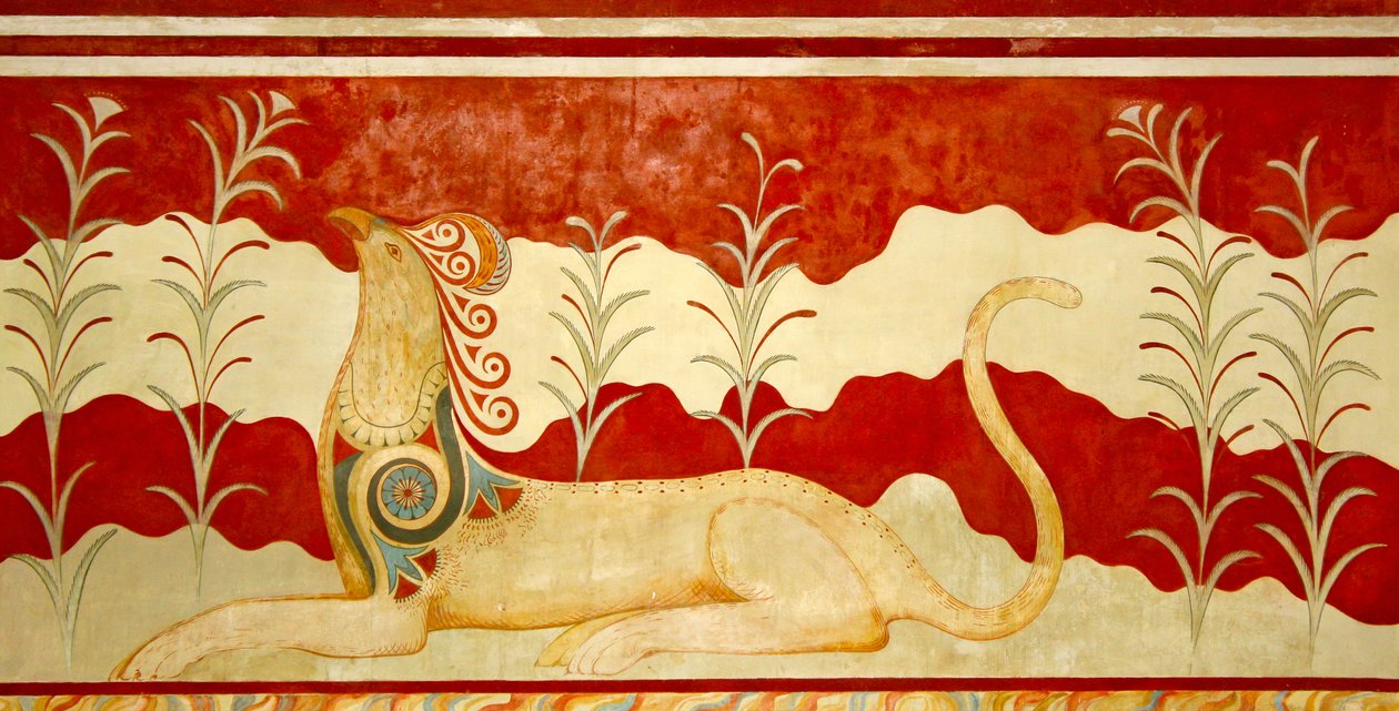Gryf naproti trůnu, Trůnní sál, Knóssos, Kréta 1550-1450 př. n. l. od Minoan