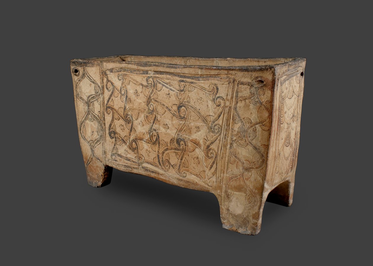Painted Coffin, Knossos, Kréta, cca 1500 př. n. l. (malovaná kamenina) (přední strana viz 115742 a 419817) od Minoan