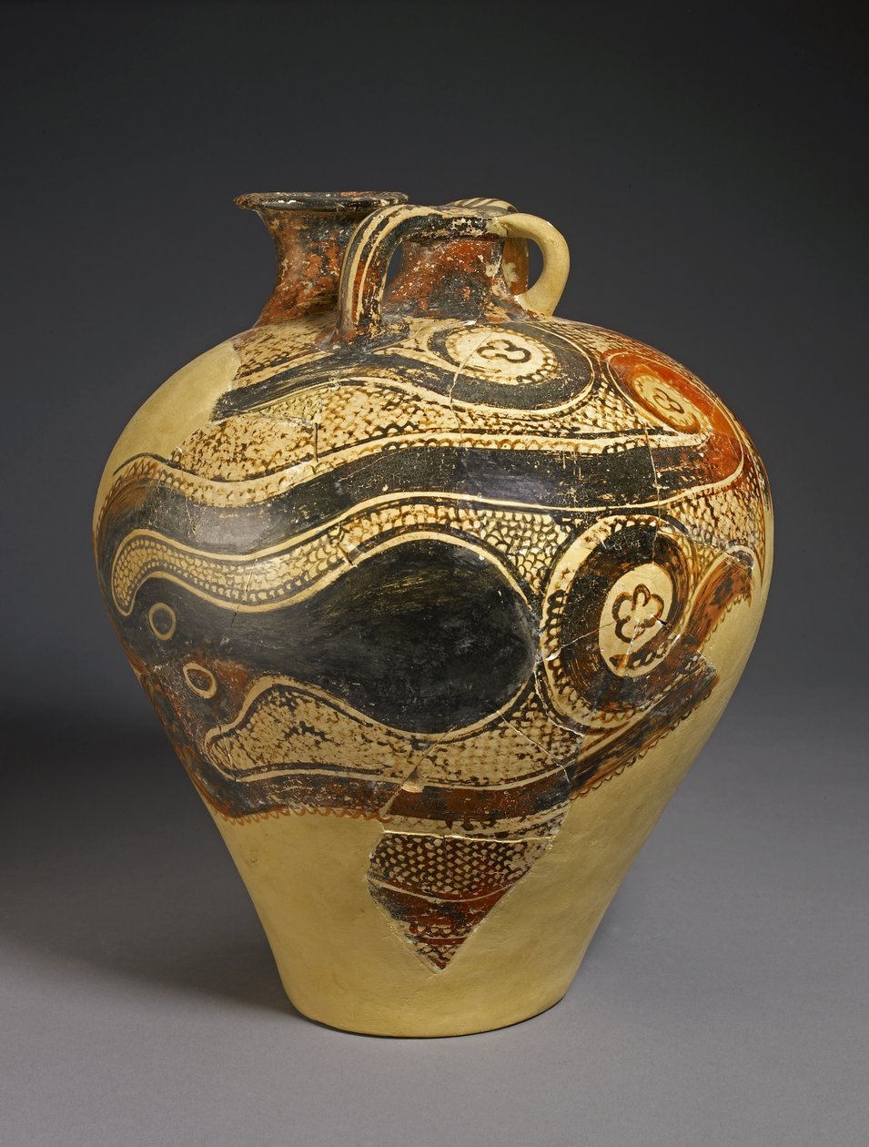 Hrnčířská nádoba s designem chobotnice, Knossos, Kréta, pozdní minojské období II, cca 1450-1400 př. n. l. (malovaná kamenina) od Minoan