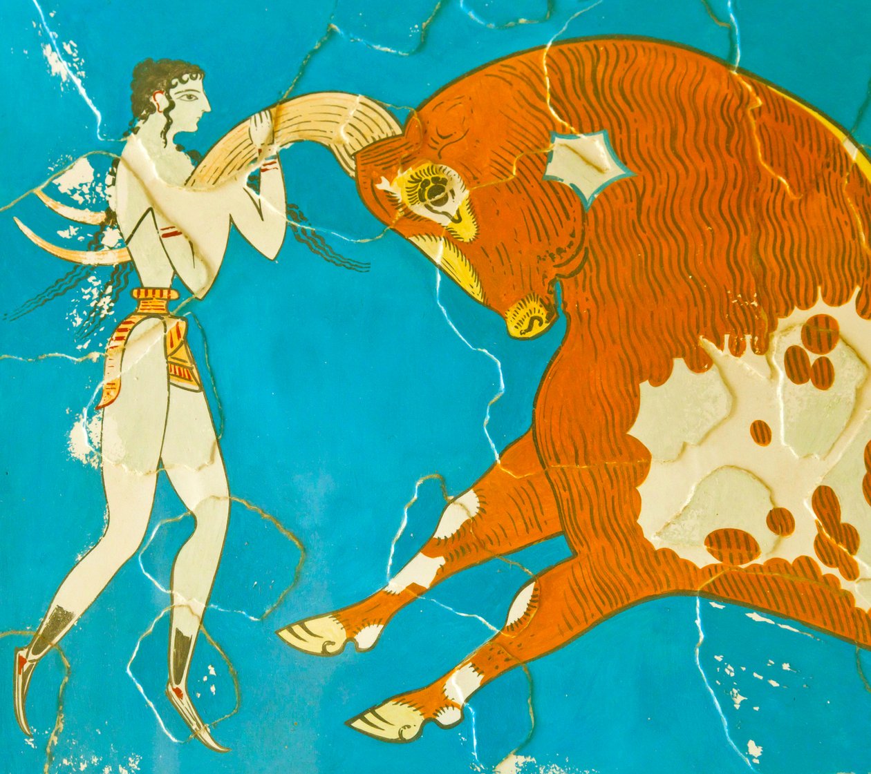Toreador Fresco, Knossos, Kréta 1550-1450 př.nl od Minoan