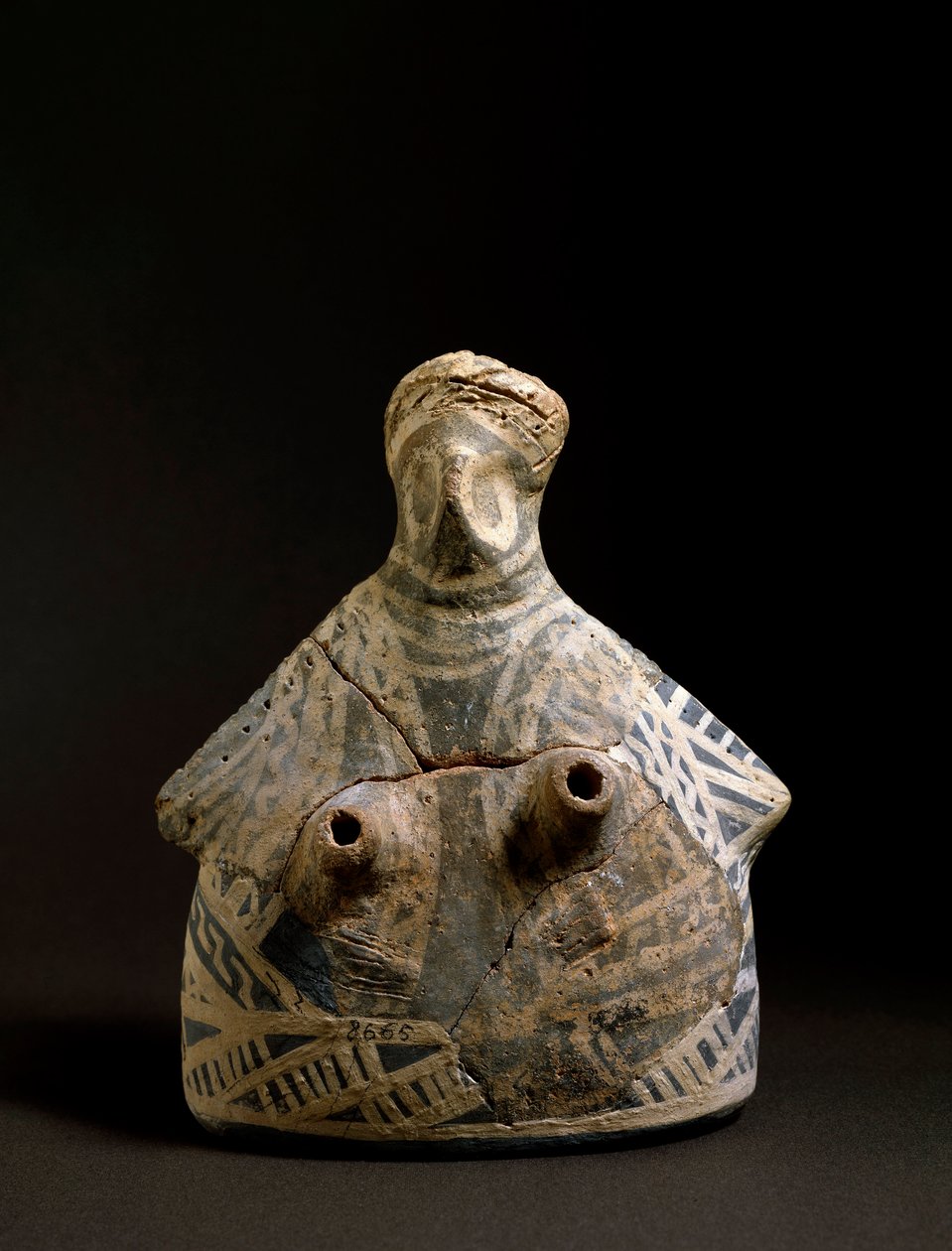 Minojské umění: terakotová váza ve tvaru ženy z nekropole Mallia na Krétě. 2200-2000 před naším letopočtem. Ztlumit. 16,4 cm Heraklion, archeologické muzeum od Minoan