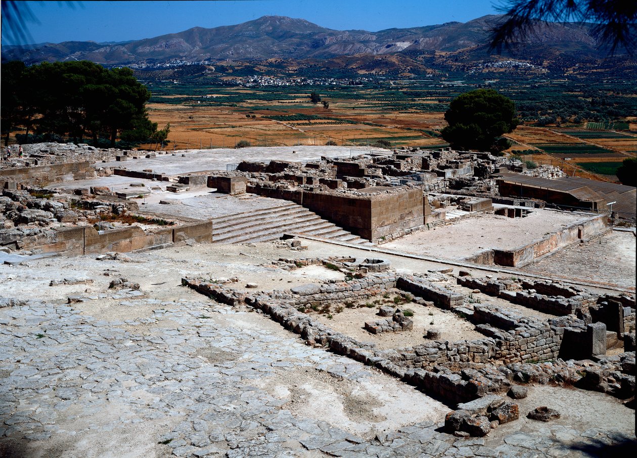 Minojská civilizace: pohled na západní křídlo paláce Phaistos (Festos) 1950-1700 př. Kr. Phaistos, Kréta od Minoan
