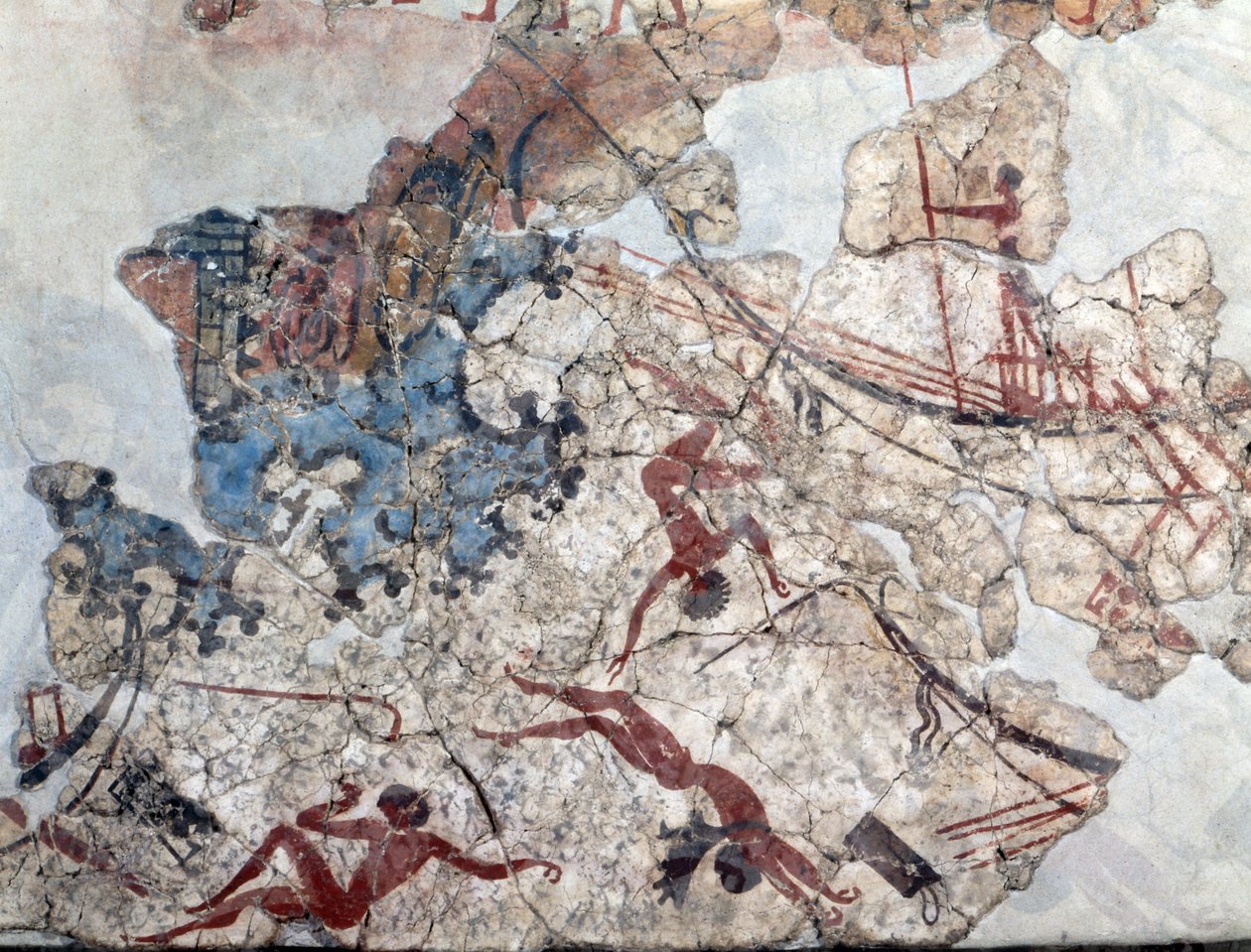 Minojská nástěnná malba ze starověké Théry (freska) od Minoan