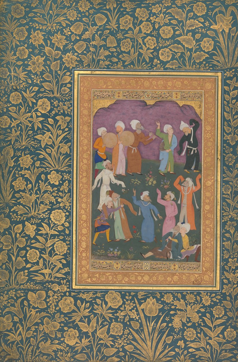 Dancing Dervishes, Folio z alba Shah Jahan, recto: ca. 1610, verso: cca. 1530-50. od Mir 