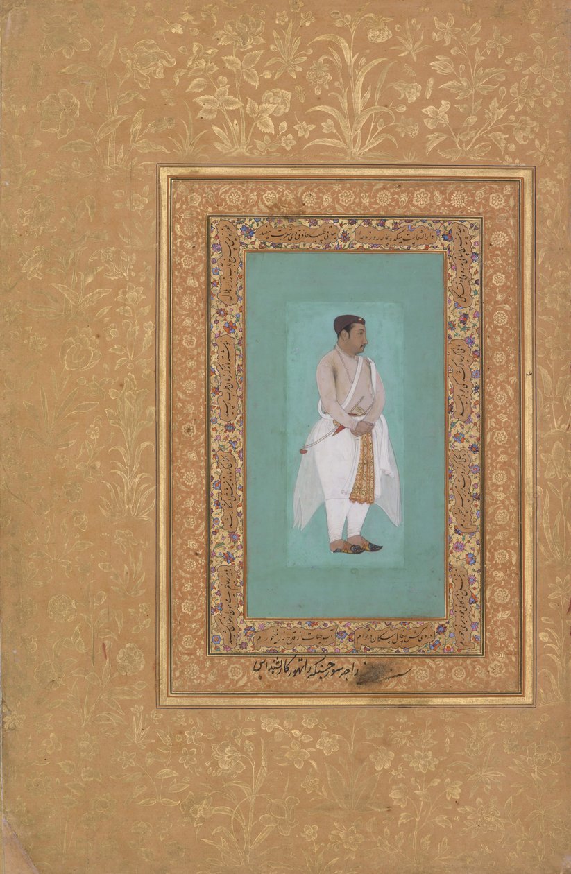 recto: Portrét Raja Suraj Singh Rathor, verso: Page of Calligraphy..., recto: konec 16. století od Mir 