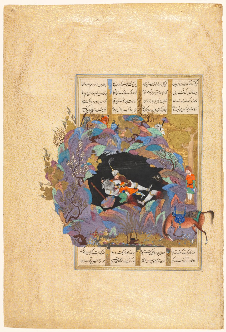Rustams sedmý kurz: Zabíjí White Div, folio 124Persian, asi 934-1020. od Mir Musavvir
