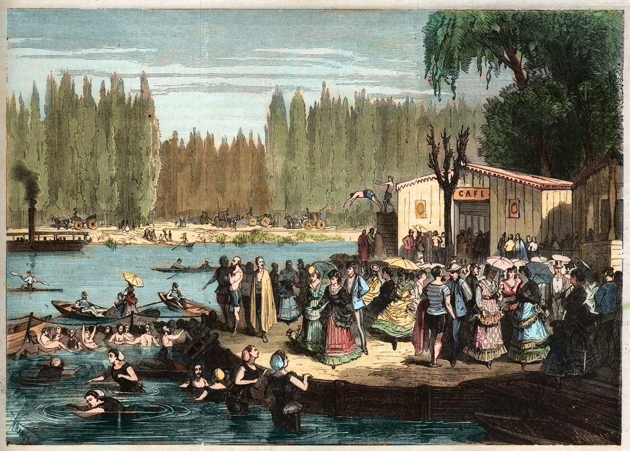 Koupání v La Grenouillere, kousek od Paříže - La Grenouillere v Croissy-sur-Seine v roce 1869 - po Mirandě od Miranda Miranda