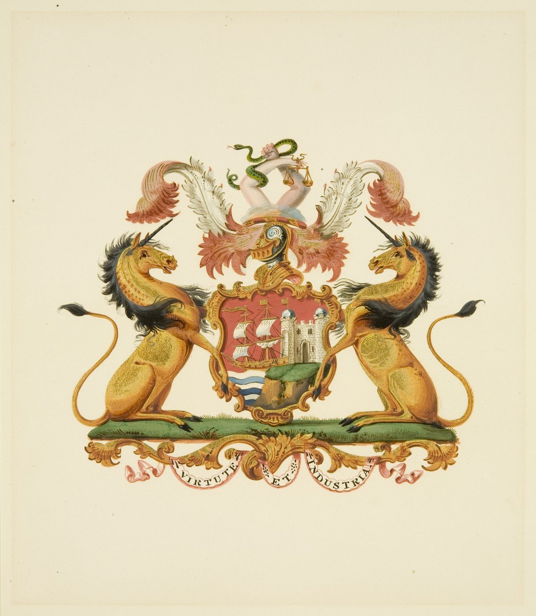 Arms of the City of Bristol, cca 1830 (tužka a akvarelový papír) od Miss (attr.to) Braikenridge