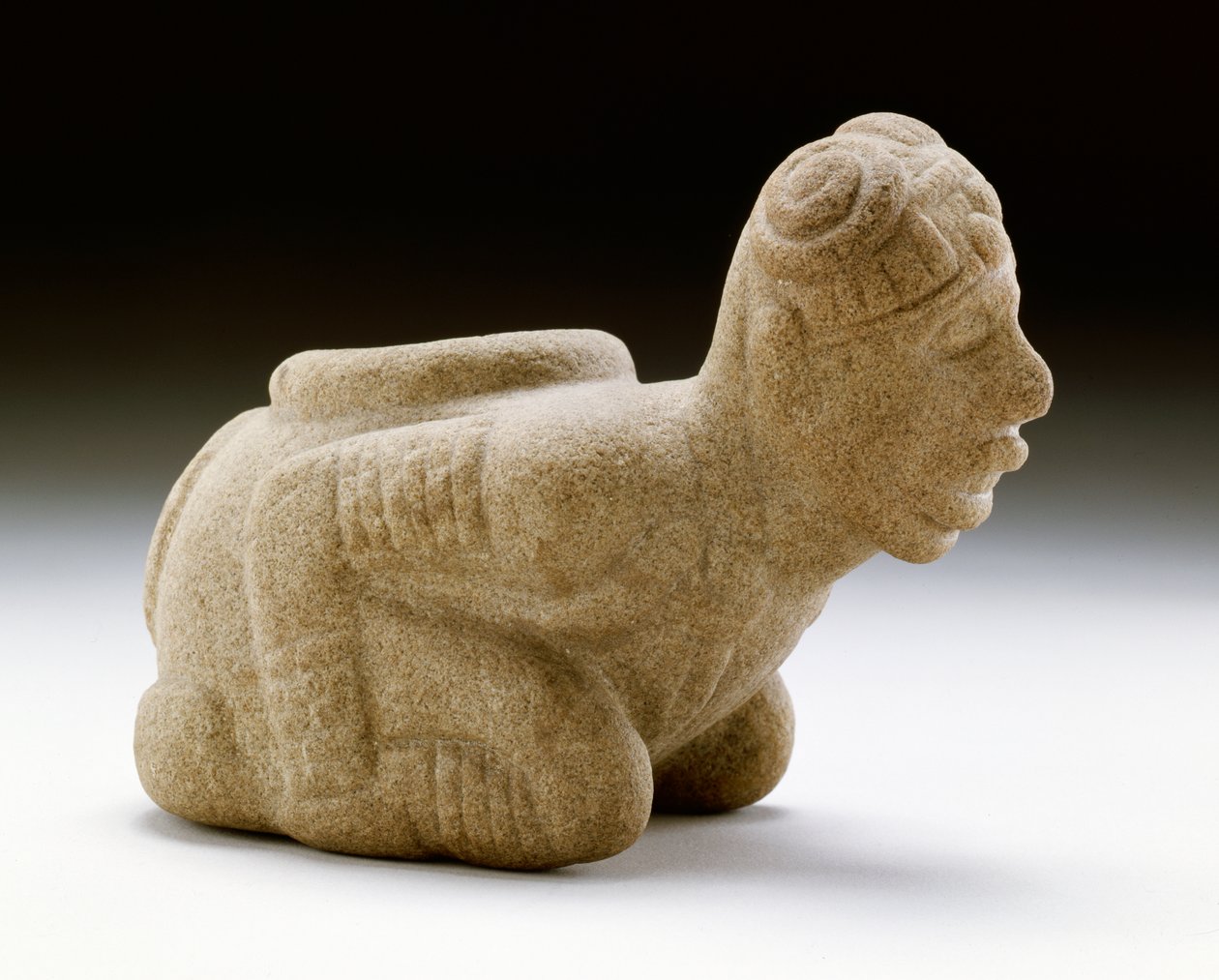 Podobizna dýmky klečícího vězně, Natchezi od Mississippian culture