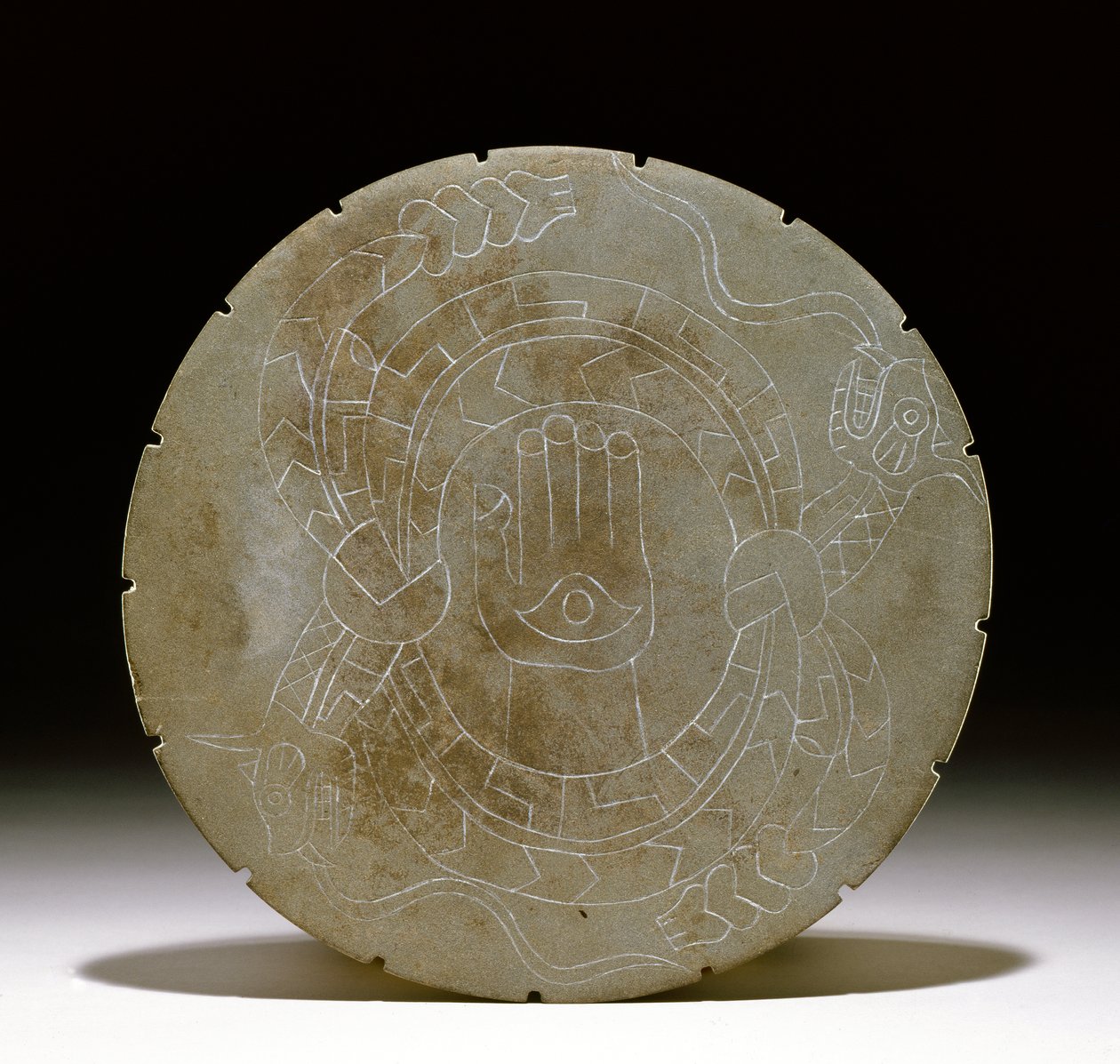 Paletový kámen, Moundville, 1200-1500 (viz také 422910) od Mississippian culture