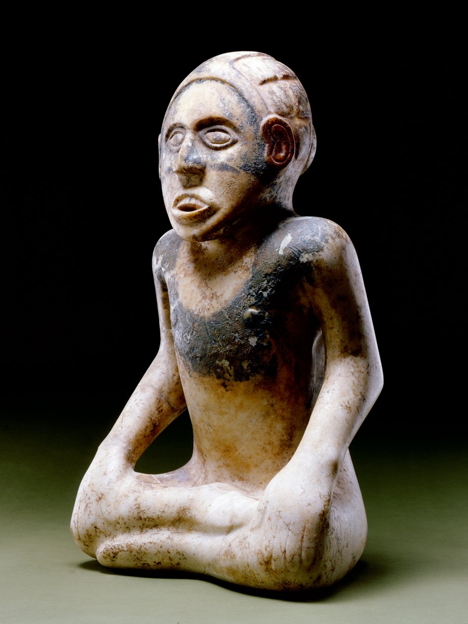 Sedící mužská postava, 1200-1450 (mramor) (viz také 422893) od Mississippian culture