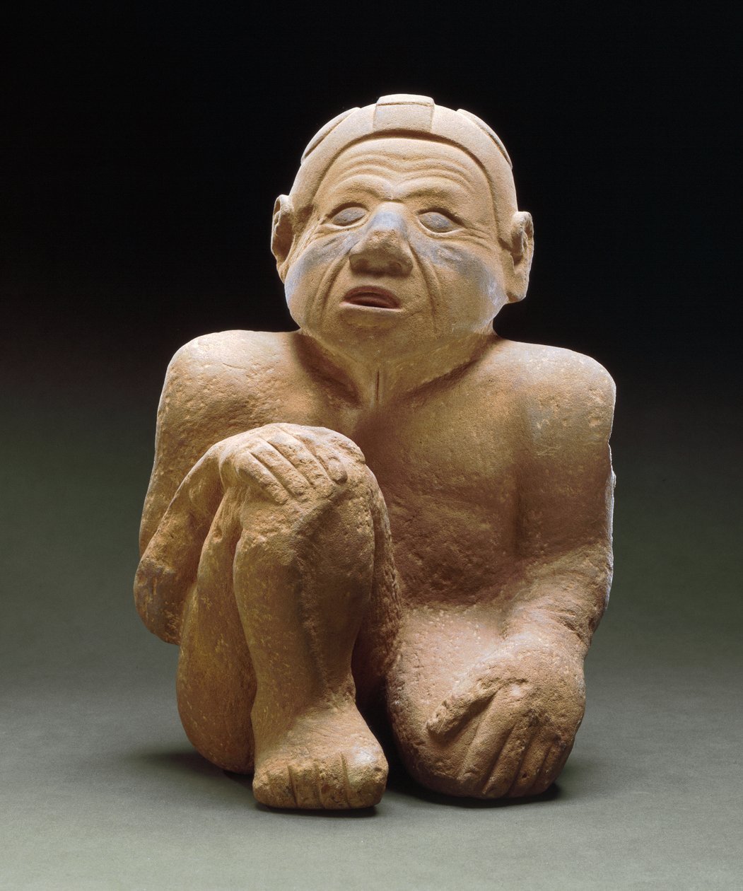 Sedící mužská postava, 1300-1500 (pískovec) od Mississippian culture