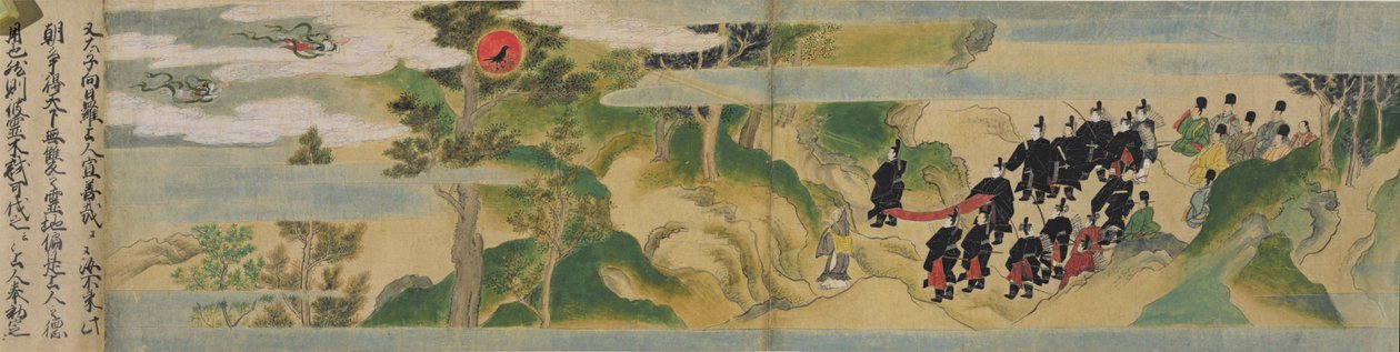 Historie založení chrámu Geppoji, období Muromači, kolem roku 1495 (inkoust, barva a zlato na papíře) od Mitsuyoshi Tosa