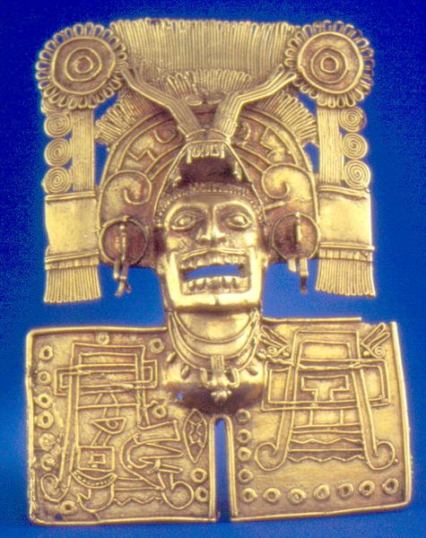 Mictlantecuhtli prsní (zlatá) od Mixtec