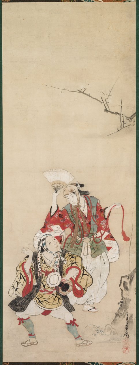 Jarní tanečníci Manzai, 18. století. od Miyagawa Chōshun