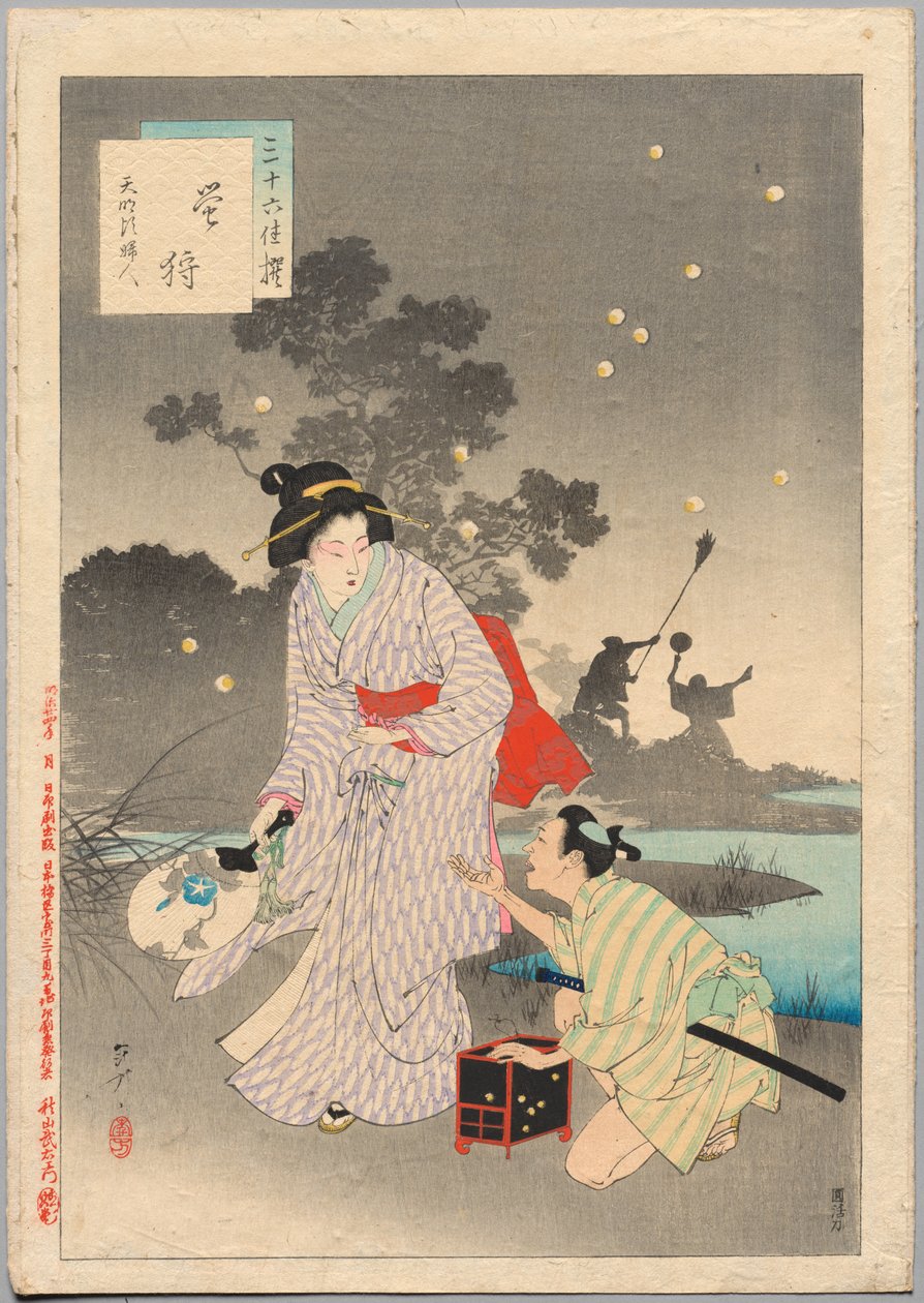 Chasing Fireflies, Lady of the Tenmei Era (1781-1789), ze série Třicet šest elegantních výběrů od Mizuno Toshikata