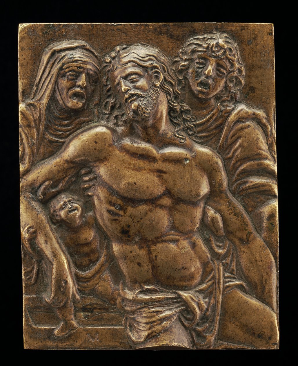 Kristus v hrobě s podporou Panny Marie, svatého Jana a anděla, 15081513. od Moderno