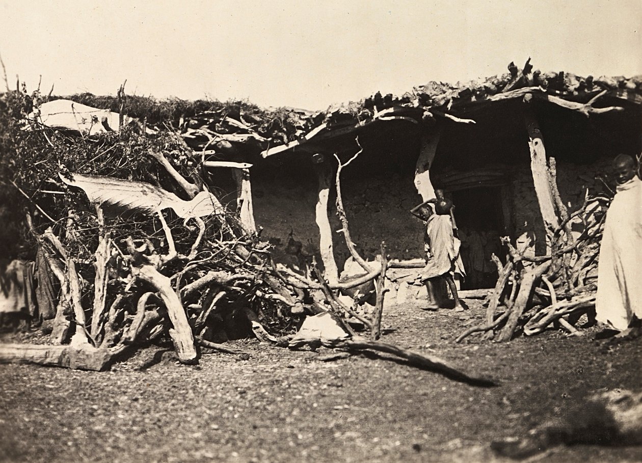 „Budování říše“ ve fašistickém věku: Habešská chýše, 9.5.1936 (černobílá fotografie) od Modestino Baldinetti