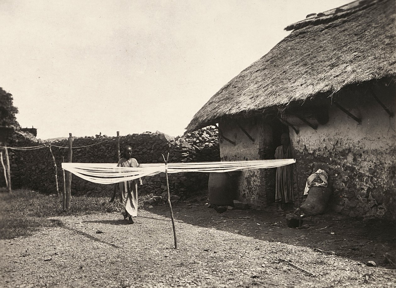 „Budování říše“ ve fašistické době: přípravy na tkaní, 9.5.1936 (čb foto) od Modestino Baldinetti