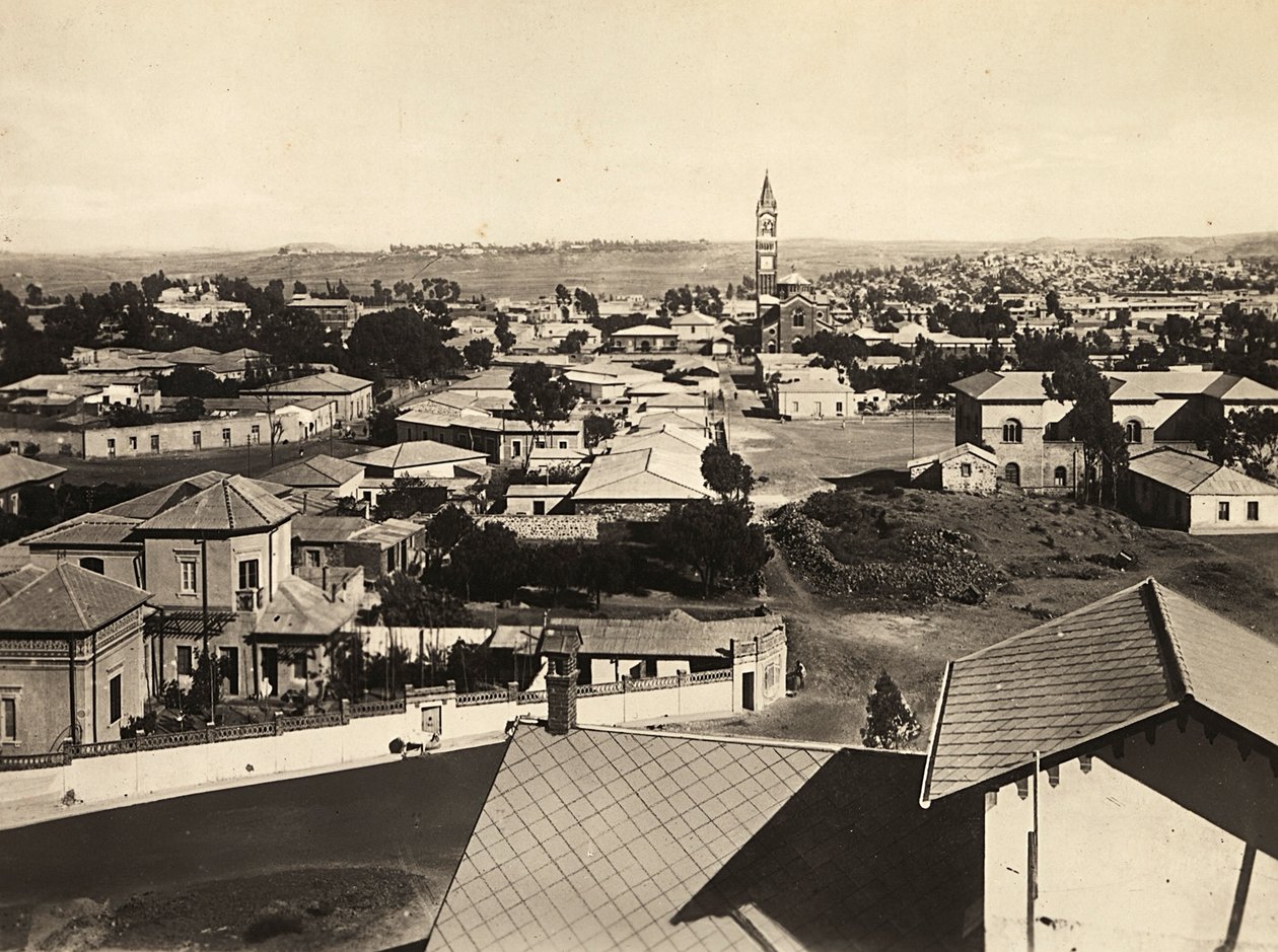 „Building an Empire“ ve fašistickém věku: pohled na Asmaru, 09.05.1936 (černobílá fotografie) od Modestino Baldinetti