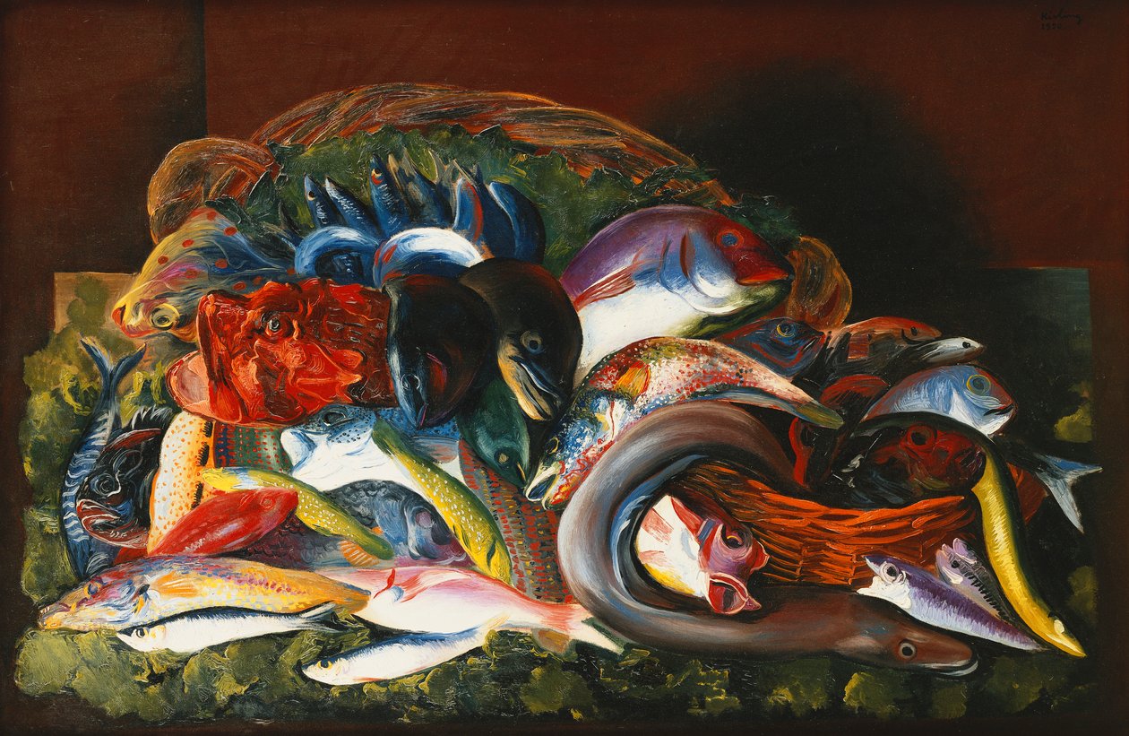 Velké zátiší s rybami; Grande Nature Morte aux Poissons od Moise Kisling