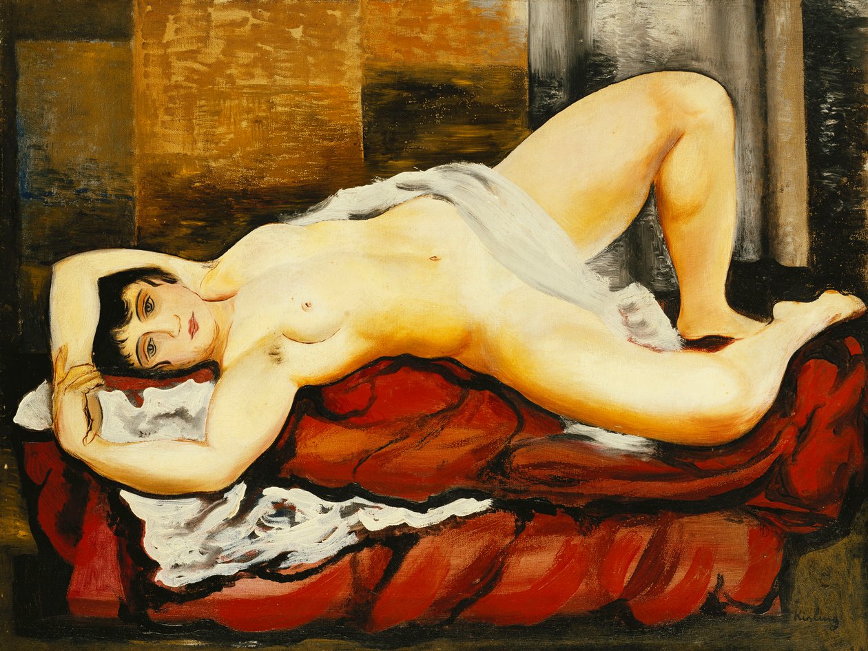 Akt v bílém prostěradle; Nu Couche au Drap Blanc od Moise Kisling