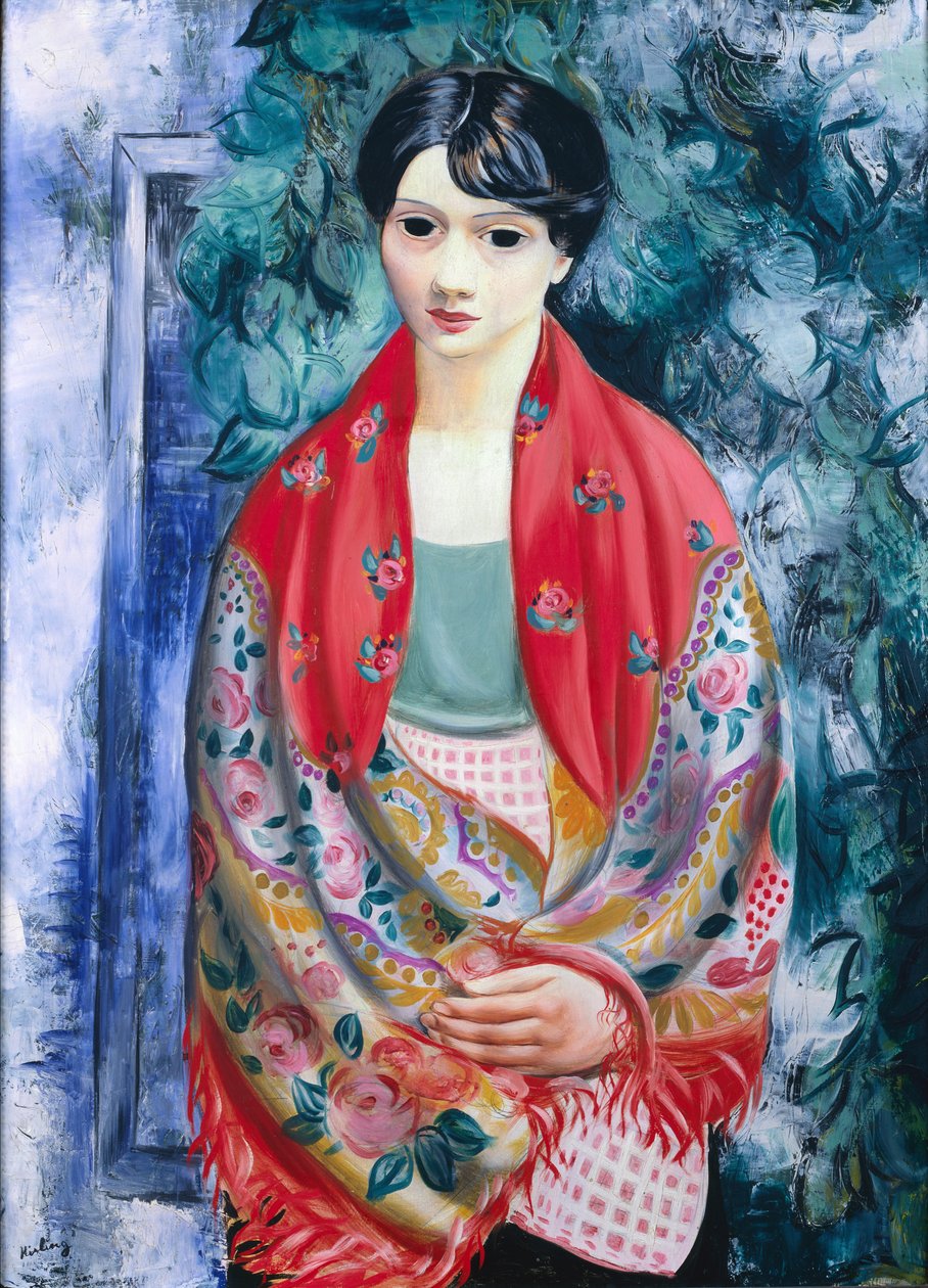 Žena s polským šátkem (olej na plátně) od Moise Kisling
