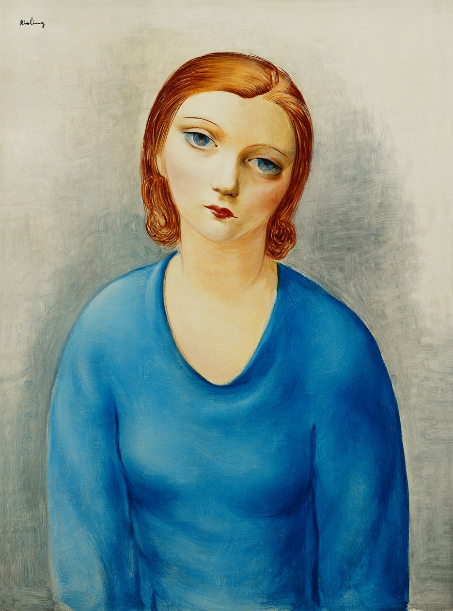Mladá žena v modré halence; Jeune Femme au Corsage Bleu, cca 1925 (olej na plátně) od Moise Kisling