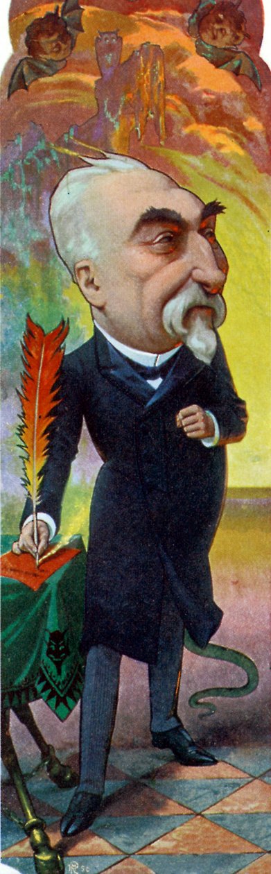 Karikatura Emile Combes barevné litho od Moloch