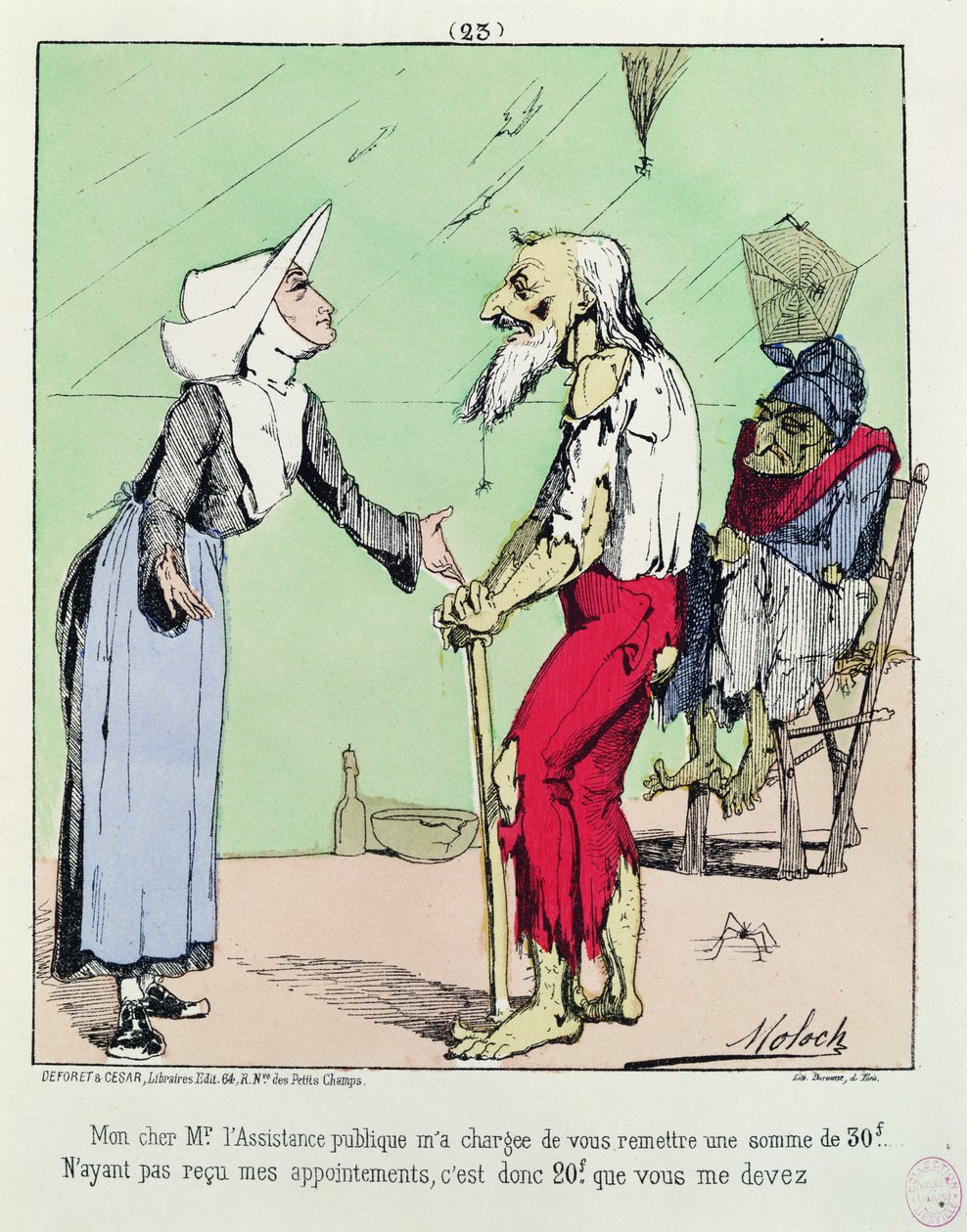 Karikatura kritizující Assistance Publique během komuny, 1871 od Moloch