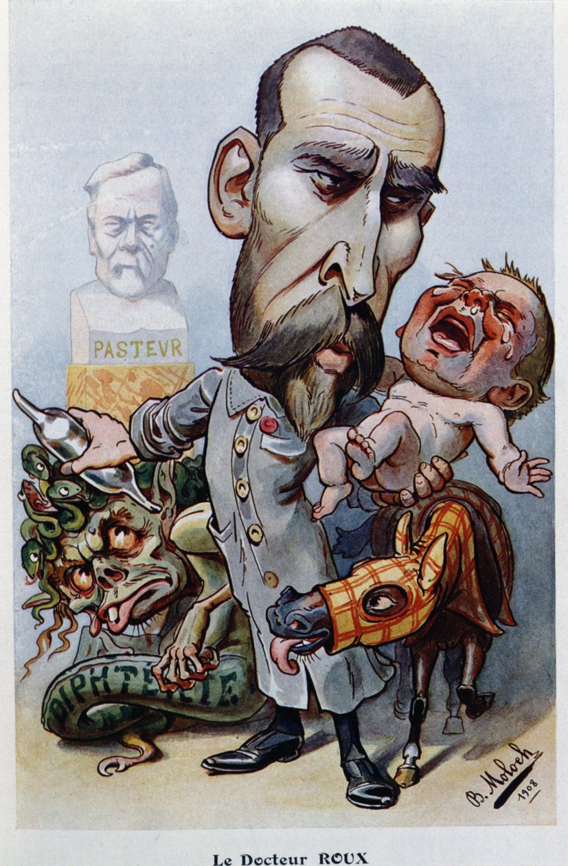 Dr. Emile Roux (1853-1933) a záškrt, z knihy "Chanteclair", 1908 od Moloch