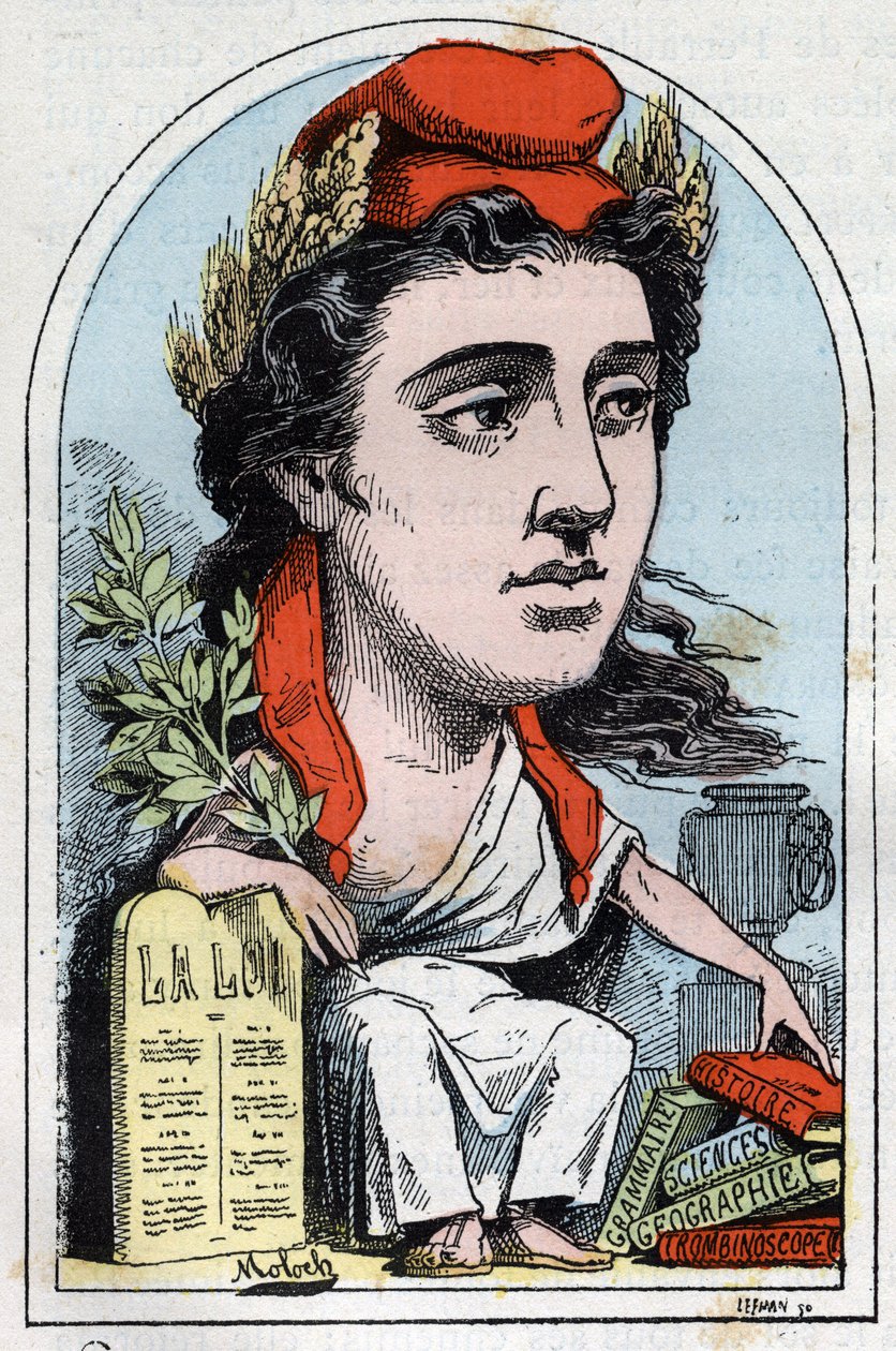 Alegorie republiky (Marianne) v „“Le Trombinoscope““ od Touchatout, karikatura B. Molocha z roku 1882 (1849-1909). Soukromá sbírka. od Moloch