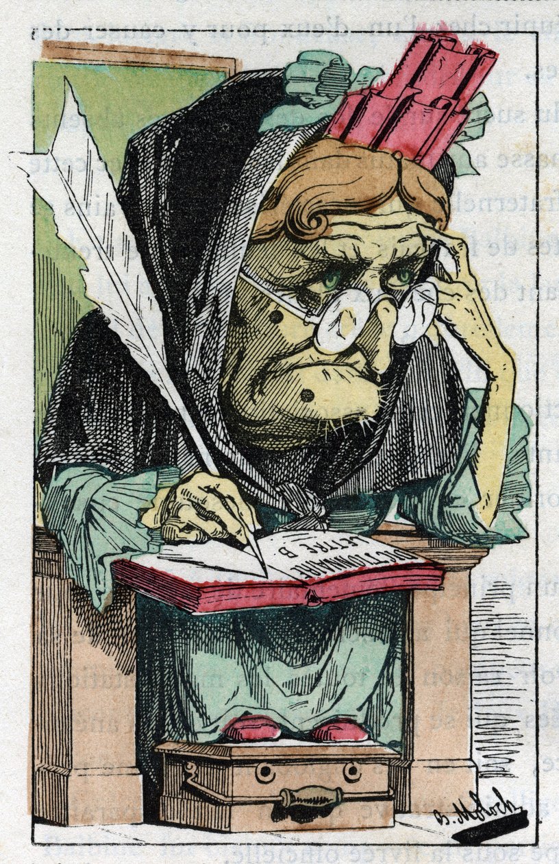 Alegorie Francouzské akademie v „“Le Trombinoskop““ od Touchatout, karikatura B. Molocha z roku 1882 (1849-1909). Soukromá sbírka. od Moloch