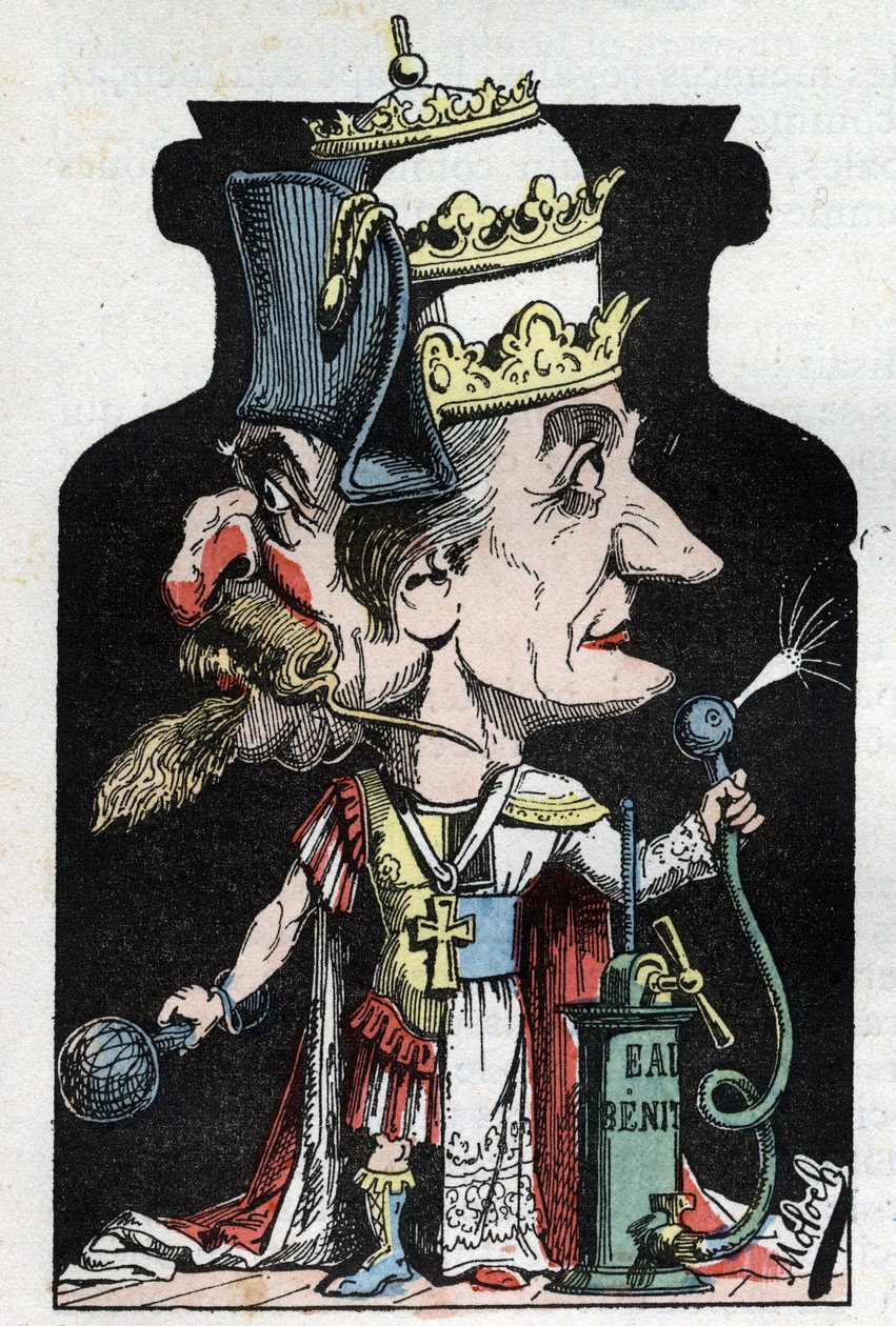 Allegorie du Concordat (znak mezi Piem VII. a Bonapartem) z roku 1801 reprezentovaný Molochem jako kompresní zařízení s Napoleonem III a papežem od Moloch