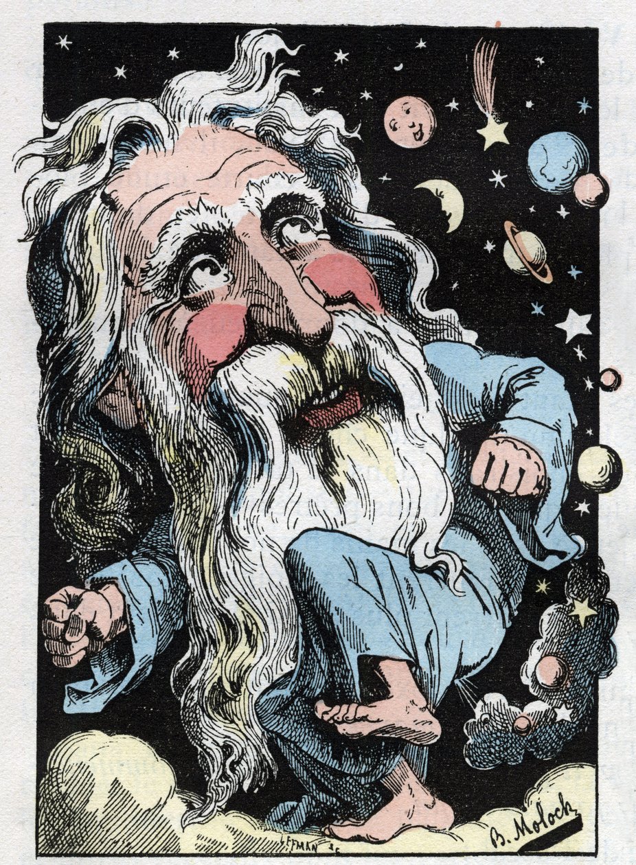 Alegorie Boha v „Trombinoskopu““ od Touchatout, karikatura B. Molocha z roku 1882 (1849-1909). Soukromá sbírka. od Moloch