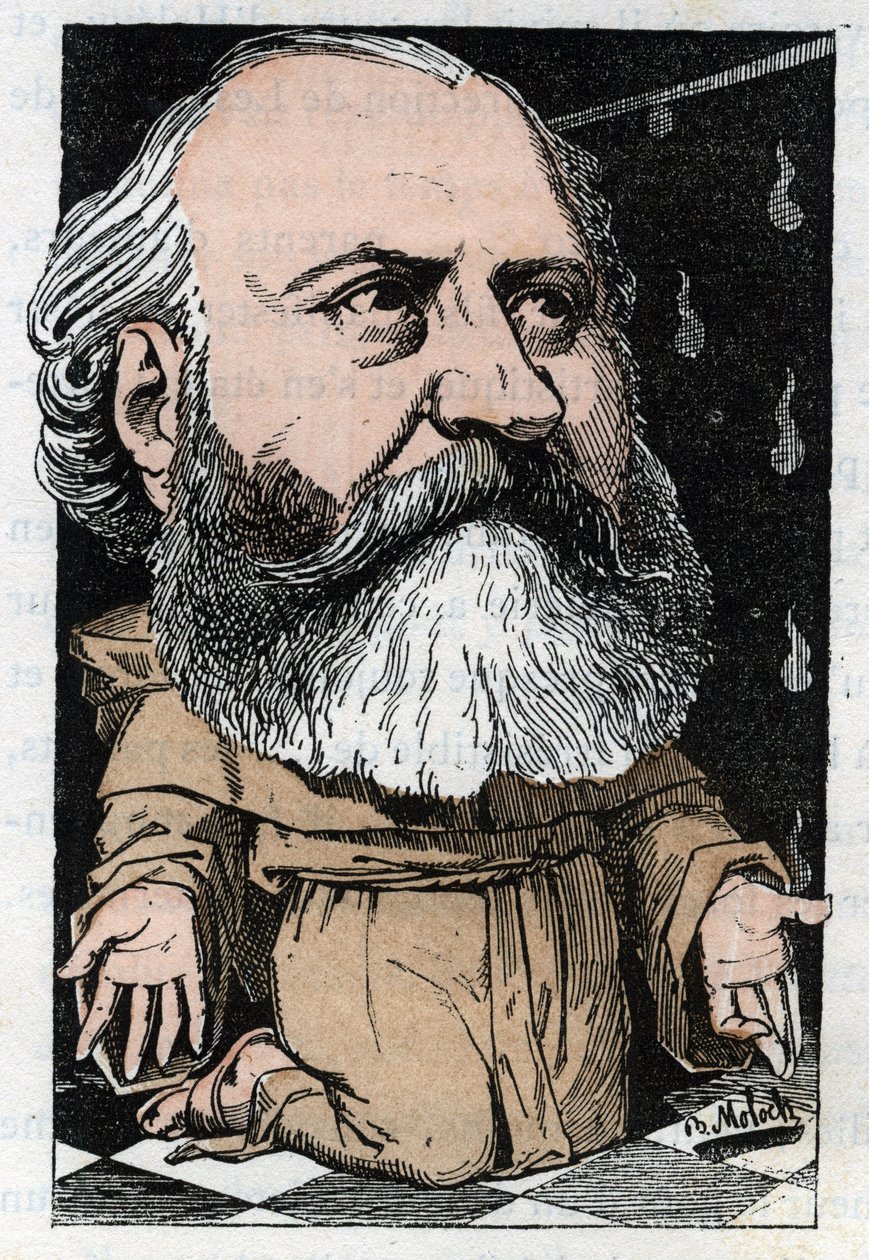 Portrét Charlese Gounoda (1818-1893), francouzského skladatele v „Le Trombinoscope““ od Touchatout, karikatura B. Molocha z roku 1882 (1849-1909). Soukromá sbírka. od Moloch