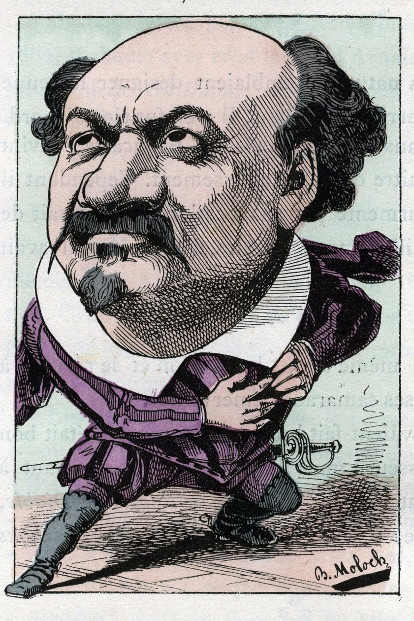 Portrét Francoise Pierra VILLARETA (1830-1896), tenoristy opery z let 1863-1882 v „“Le Trombinoscope““ od Touchatout, karikatura B. Molocha z roku 1882 (1849-1909). Soukromá sbírka. od Moloch