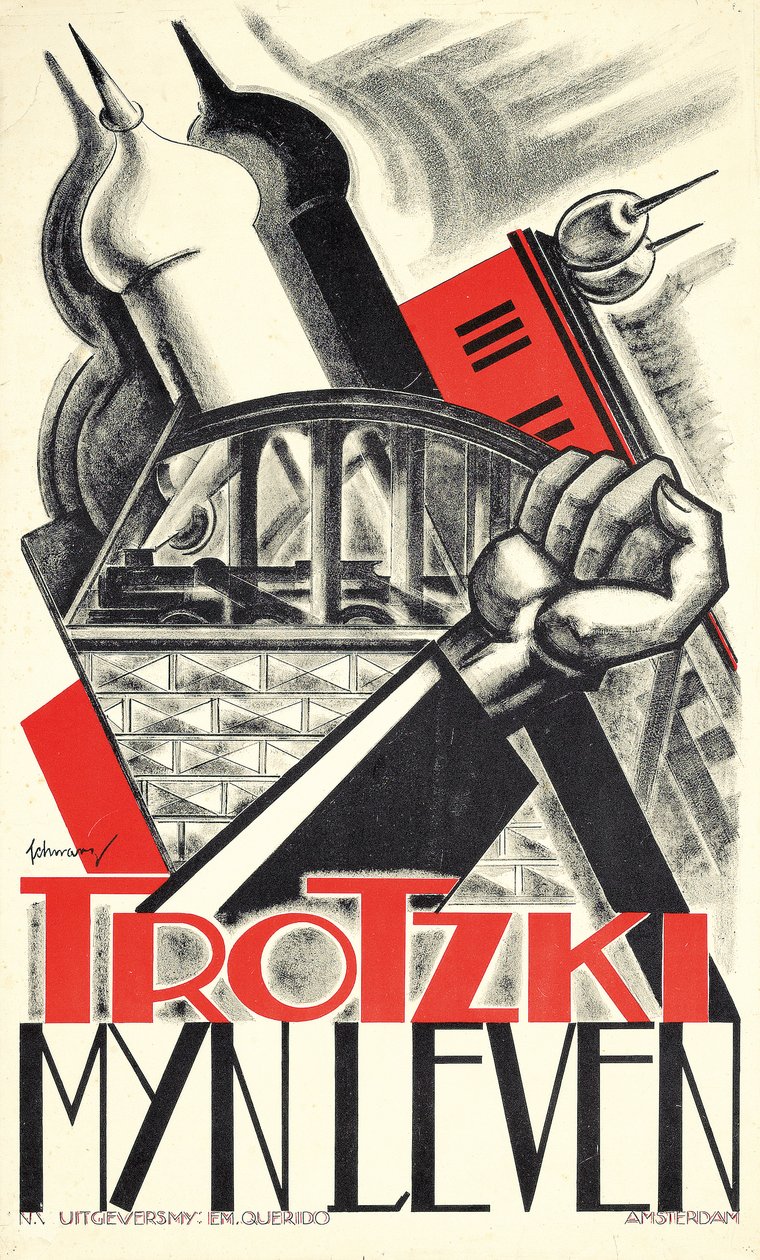 Plakát s reklamou na autobiografii Leona Trockého „Můj život“ (1930) od Mommie Schwarz