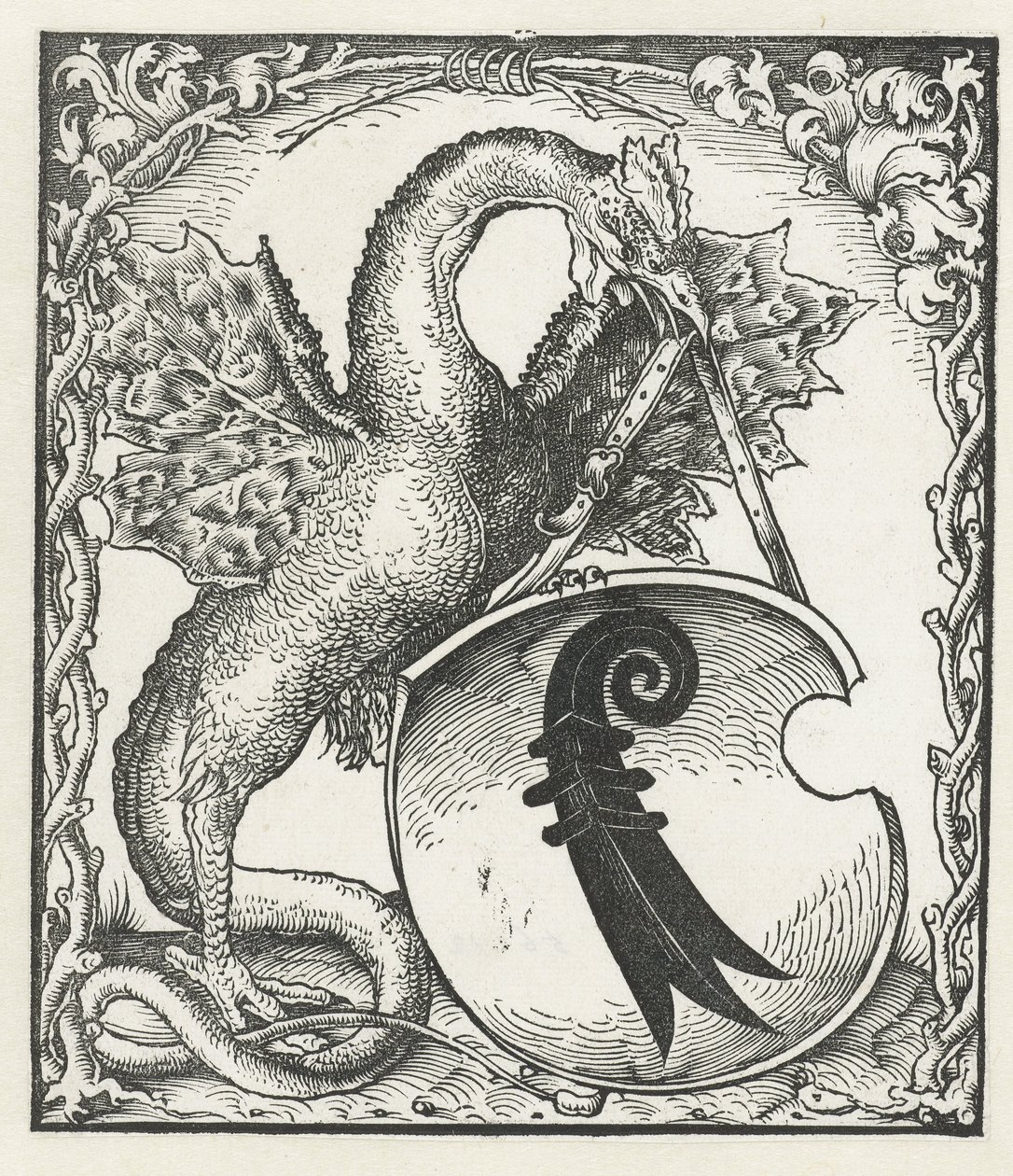 Drak s erbem Basileje od Monogrammist DS (graveur) (attributed to)