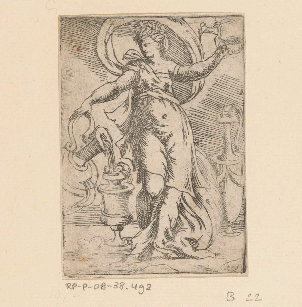 Žena s džbány a džbány od Monogrammist FP (Italië; 16e eeuw)