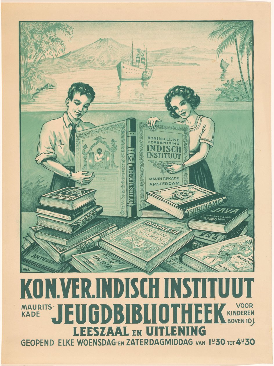 Plakát pro knihovnu mládeže Královské asociace Indies Institute v Amsterdamu od Monogrammist WB
