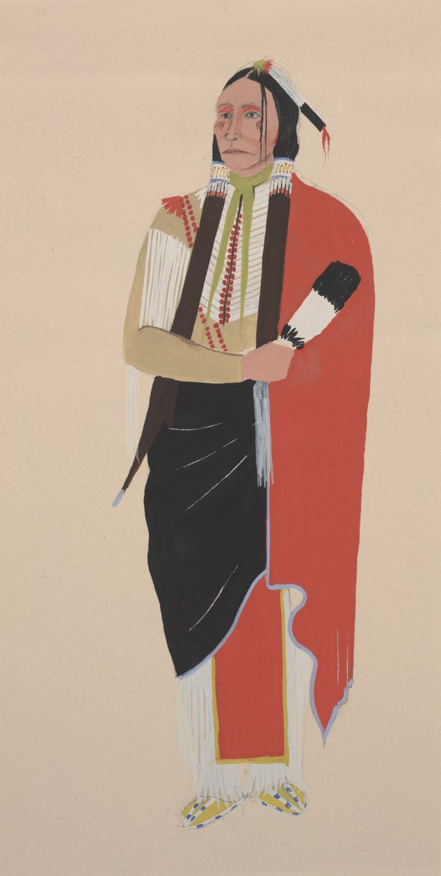 Náčelník komančů, kolem roku 1934 (akvarel) od Monroe Tsatoke