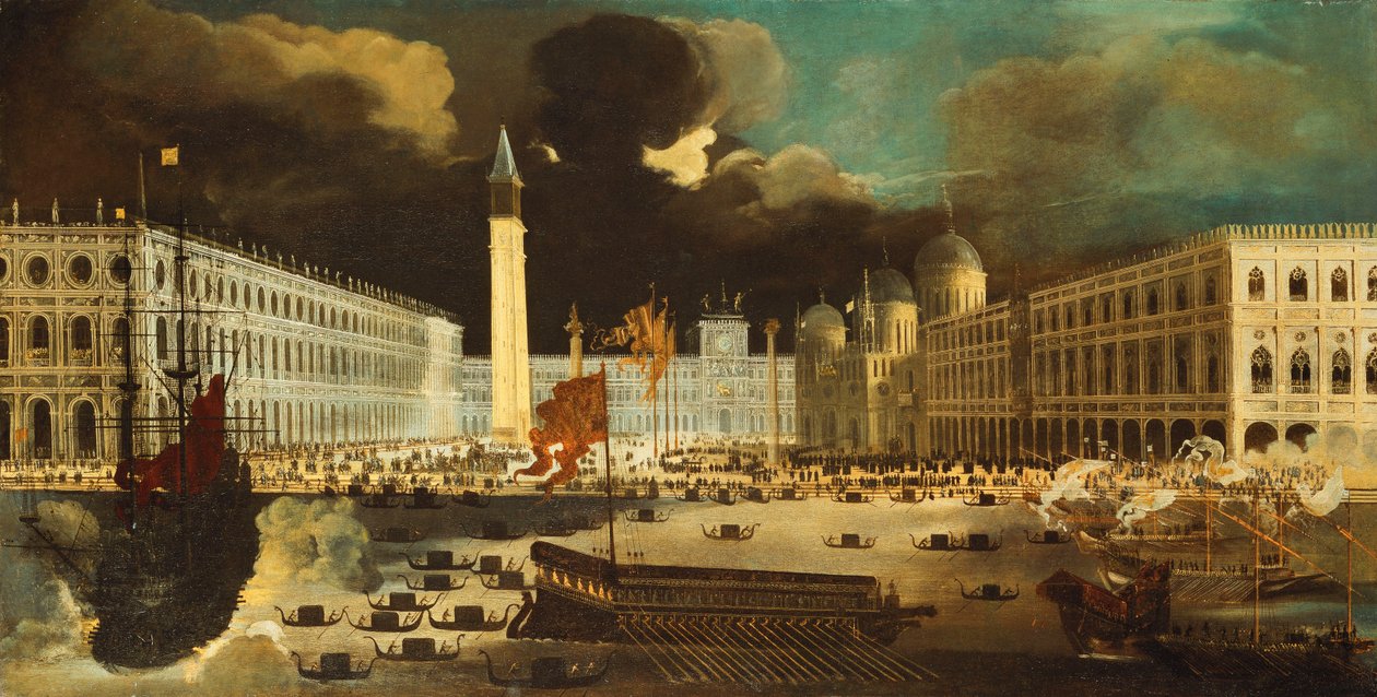 Capriccio ze San Marco z Bacino na Den Nanebevstoupení Páně, od Monsu Desiderio