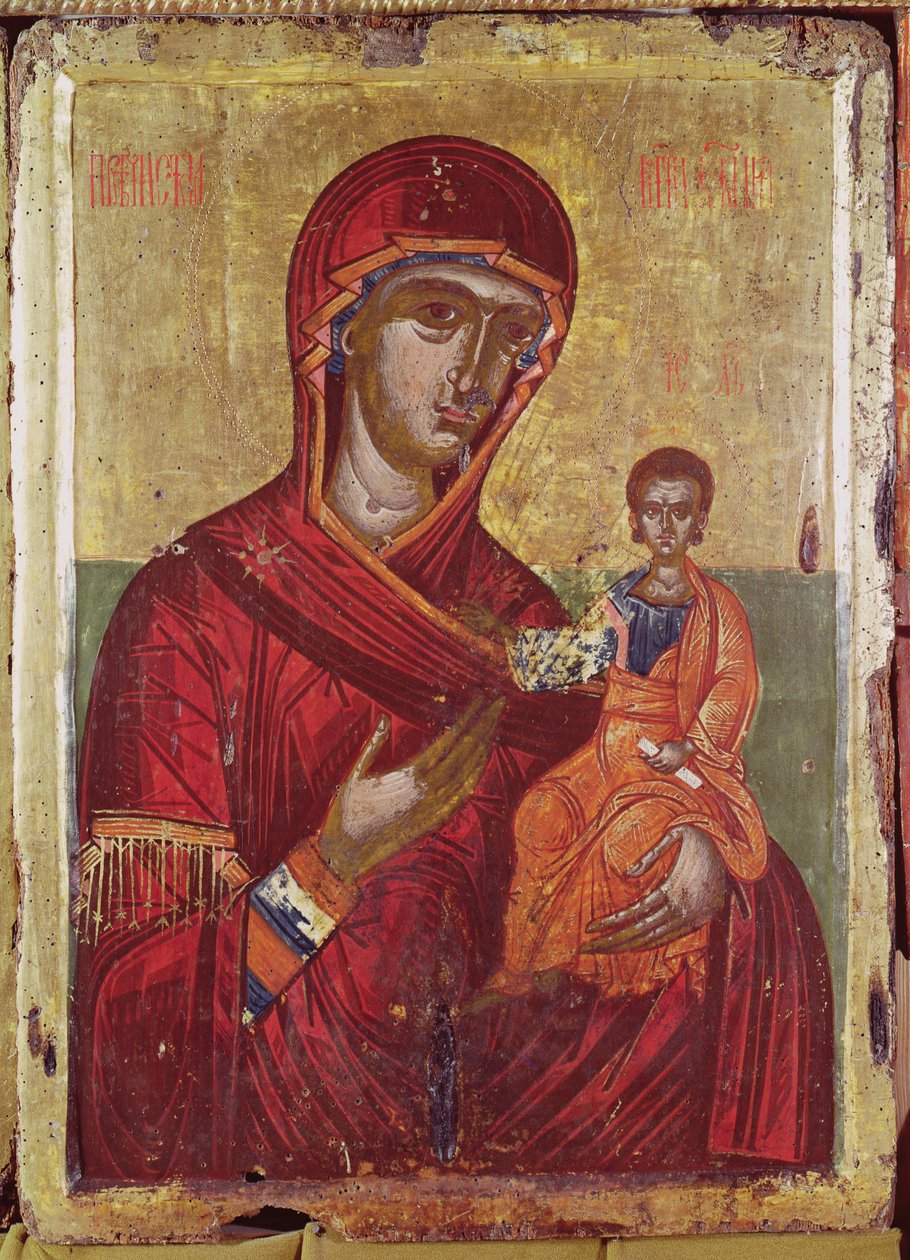 Ikonostas z Podvrhu, Černá Hora, Panna s dítětem, 1665 (tempera a plátkové zlato na desce) od Montenegran School