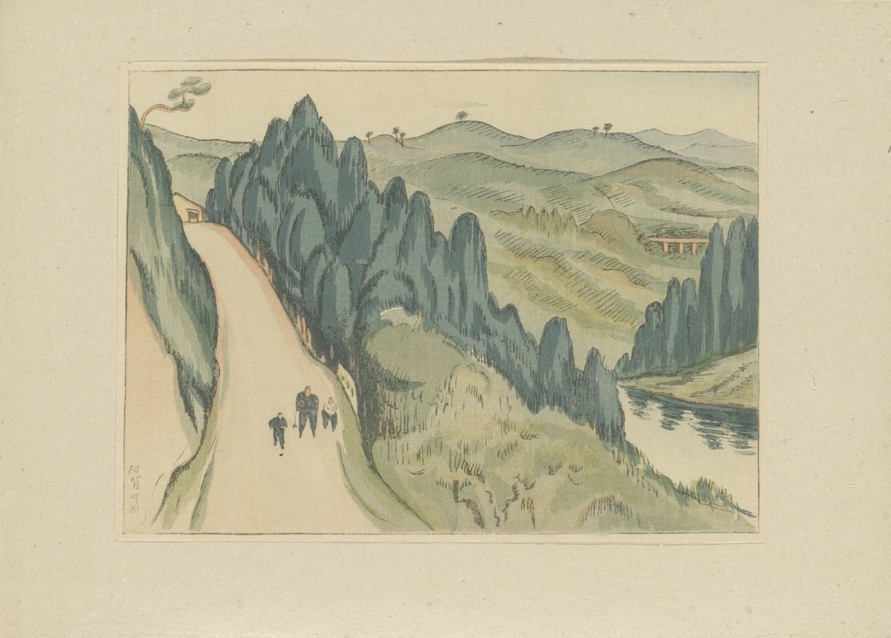 Řeka Aga Agagawa (název na objektu) Část druhá, oblast Aizu (název série) Dai nishû, Aizu no bu (název série) Tisky japonských krajin (název série) Nihon fûkei hanga (název série) od Morita Tsunetomo
