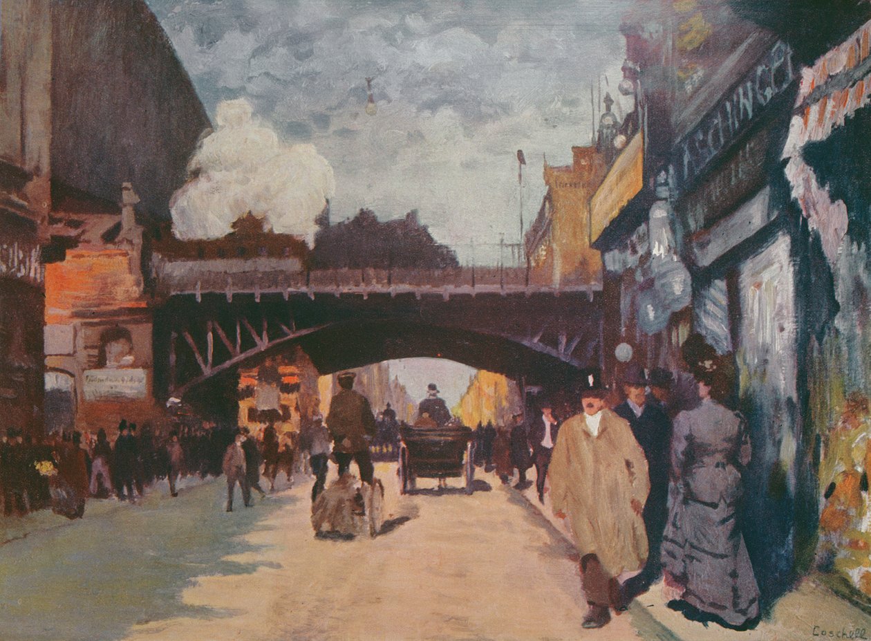 Ulice v Berlíně: Friedrichstrasse na rohu Georgenstrasse, kolem roku 1900 od Moritz Coschell