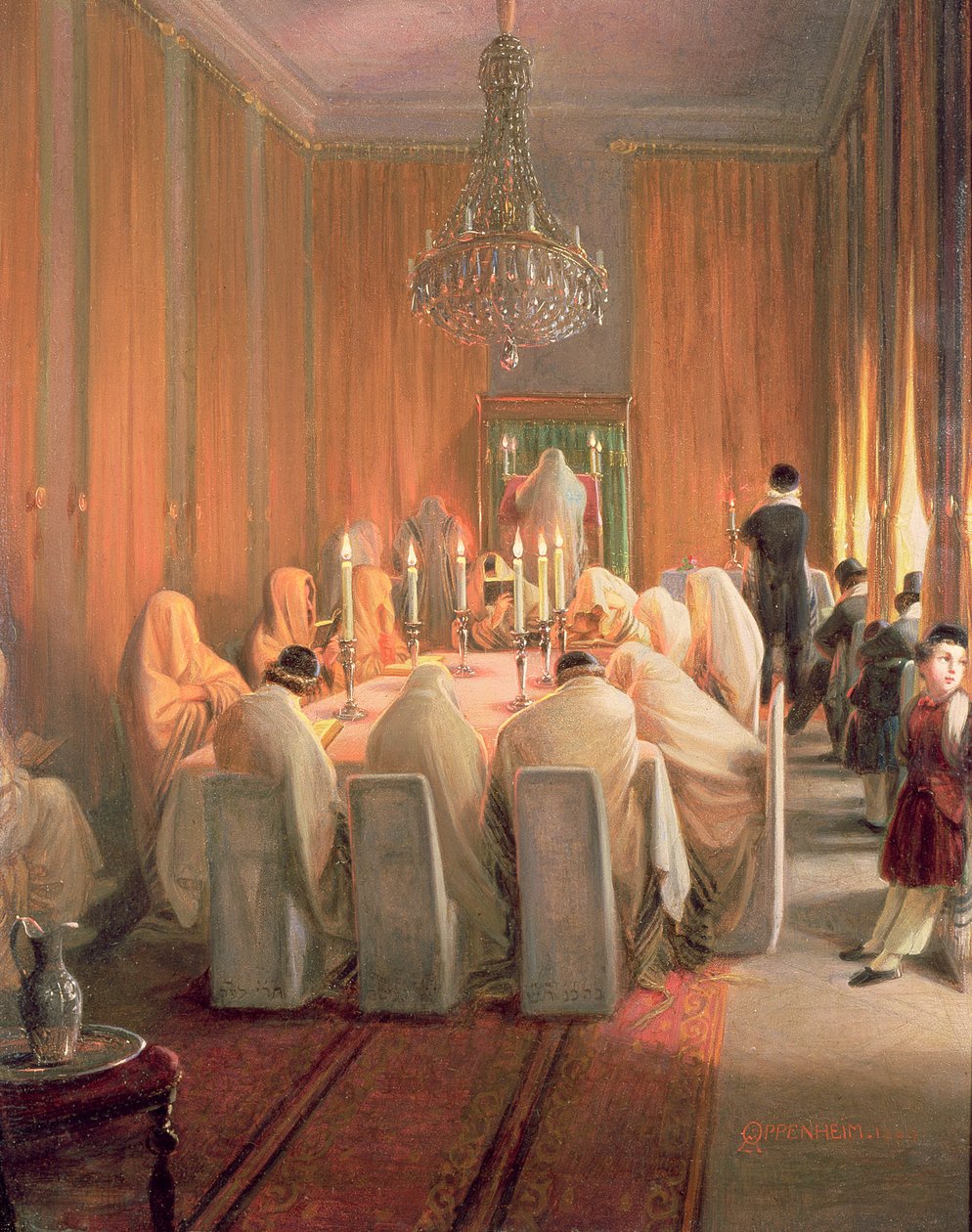 Rodina Rothschildů při modlitbě od Moritz Daniel Oppenheim